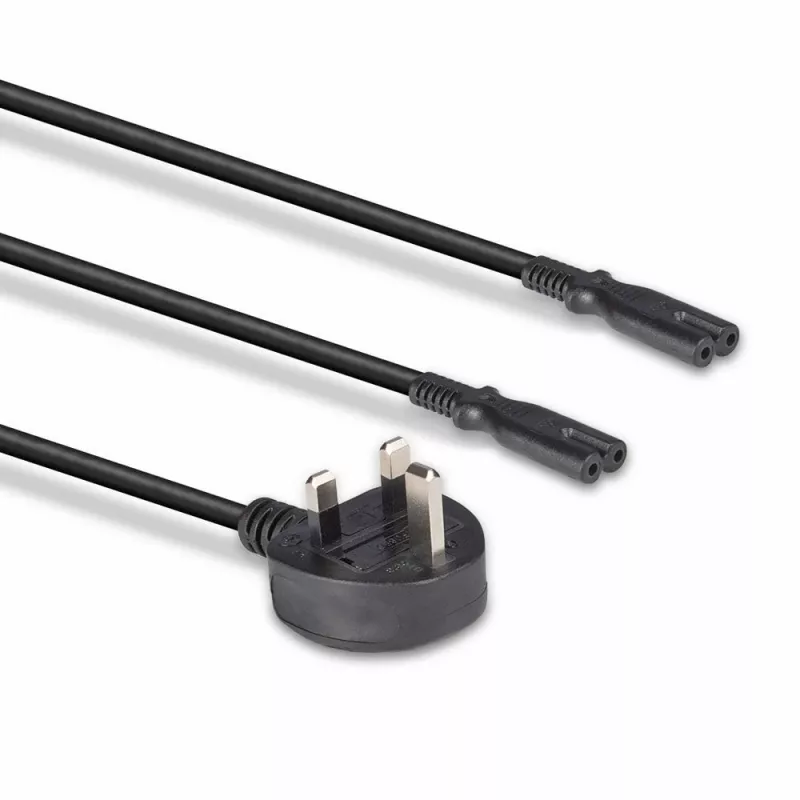 Lindy 2,5 m βύσμα UK Type G σε 2x IEC C7 καλώδιο επέκτασης splitter, μαύρο
