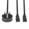 Lindy 2,5 m βύσμα UK Type G σε 2x IEC C7 καλώδιο επέκτασης splitter, μαύρο