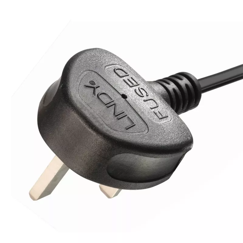 Lindy 2,5 m βύσμα UK Type G σε 2x IEC C7 καλώδιο επέκτασης splitter, μαύρο