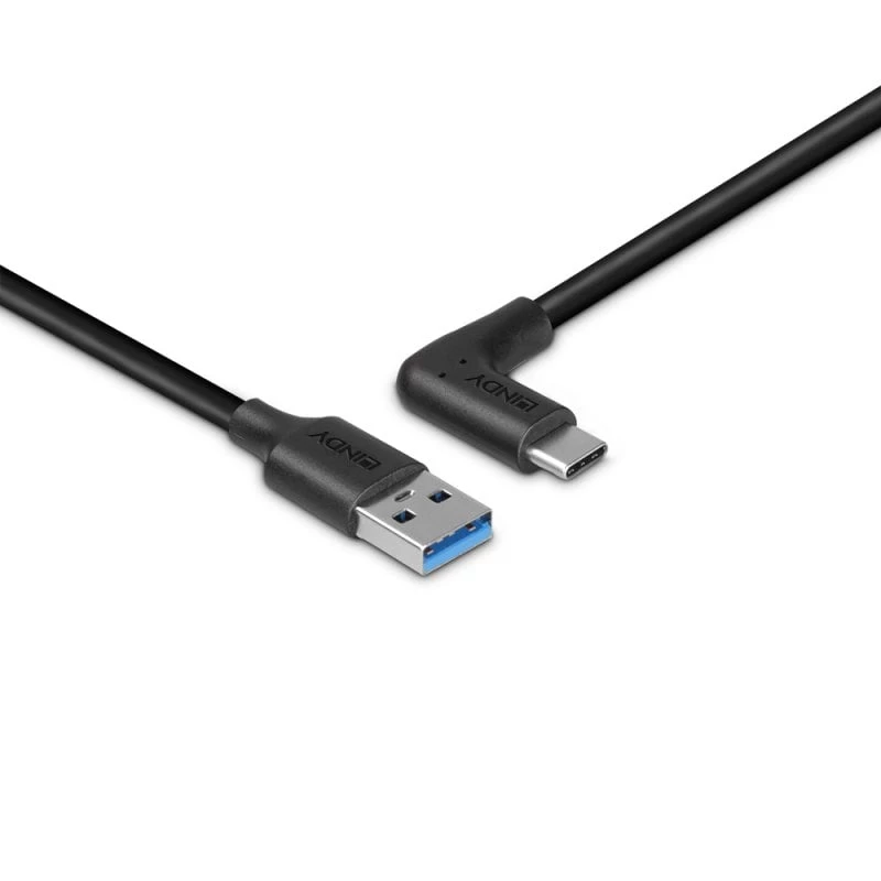 Lindy 1m USB 3.2 Type-A σε ορθογώνιο καλώδιο USB-C, 10Gbps