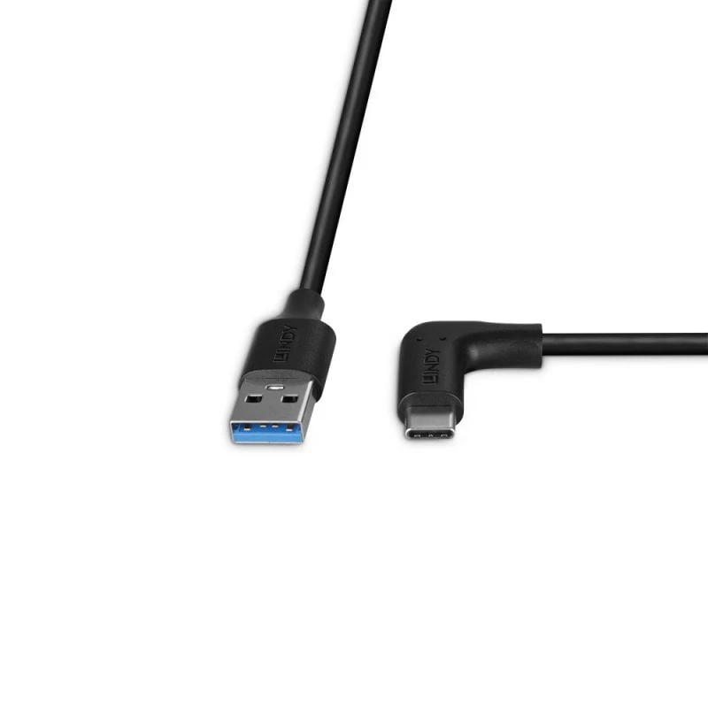 Lindy 1m USB 3.2 Type-A σε ορθογώνιο καλώδιο USB-C, 10Gbps
