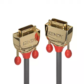 Lindy 3m καλώδιο DVI-D Dual Link, Gold Line, 3 m, DVI-D, DVI-D, βύσμα αρσενικό, βύσμα αρσενικό, γκρι