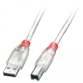 Lindy 0,5 m καλώδιο USB 2.0 - Type-A σε B, διαφανές, 0,5 m, USB A, USB B, USB 2.0, 0,48 Gbit/s, διαφανές