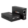 Lindy 100m 2 Port USB 2.0 Cat. 6 Extender, πομποδέκτης AV, 100 m, ενσύρματο, μαύρο