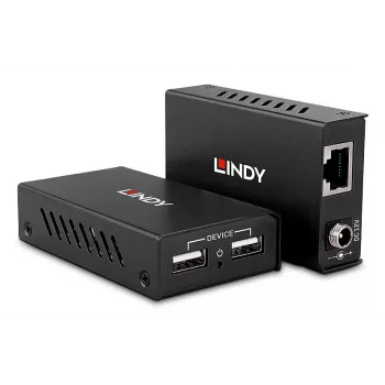 Lindy 100m 2 Port USB 2.0 Cat. 6 Extender, πομποδέκτης AV, 100 m, ενσύρματο, μαύρο