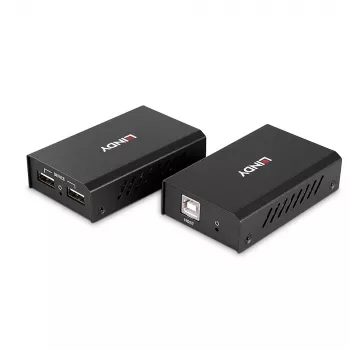 Lindy 100m 2 Port USB 2.0 Cat. 6 Extender, πομποδέκτης AV, 100 m, ενσύρματο, μαύρο