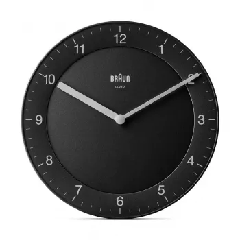 Braun BC 06 B ρολόι τοίχου χαλαζία αναλογικό μαύρο ρολόι χαλαζία κύκλος μαύρο