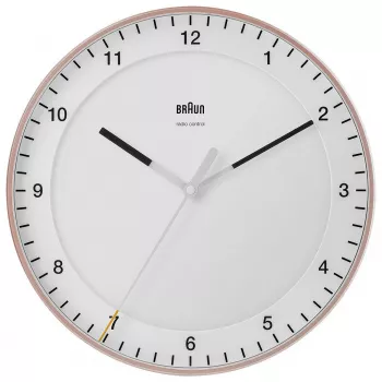 Ρολόι τοίχου BRAUN BC 17 PW DCF — αναλογικό ρολόι DCF, ροζ και λευκό