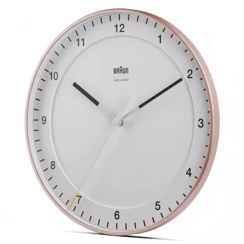 Ρολόι τοίχου BRAUN BC 17 PW DCF — αναλογικό ρολόι DCF, ροζ και λευκό
