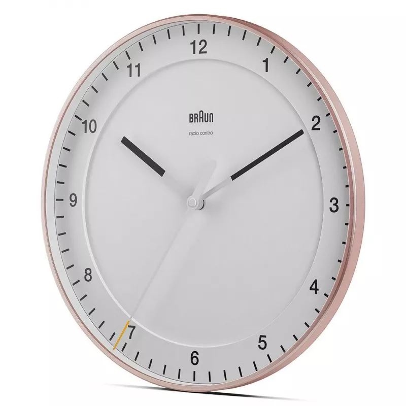 Ρολόι τοίχου BRAUN BC 17 PW DCF — αναλογικό ρολόι DCF, ροζ και λευκό