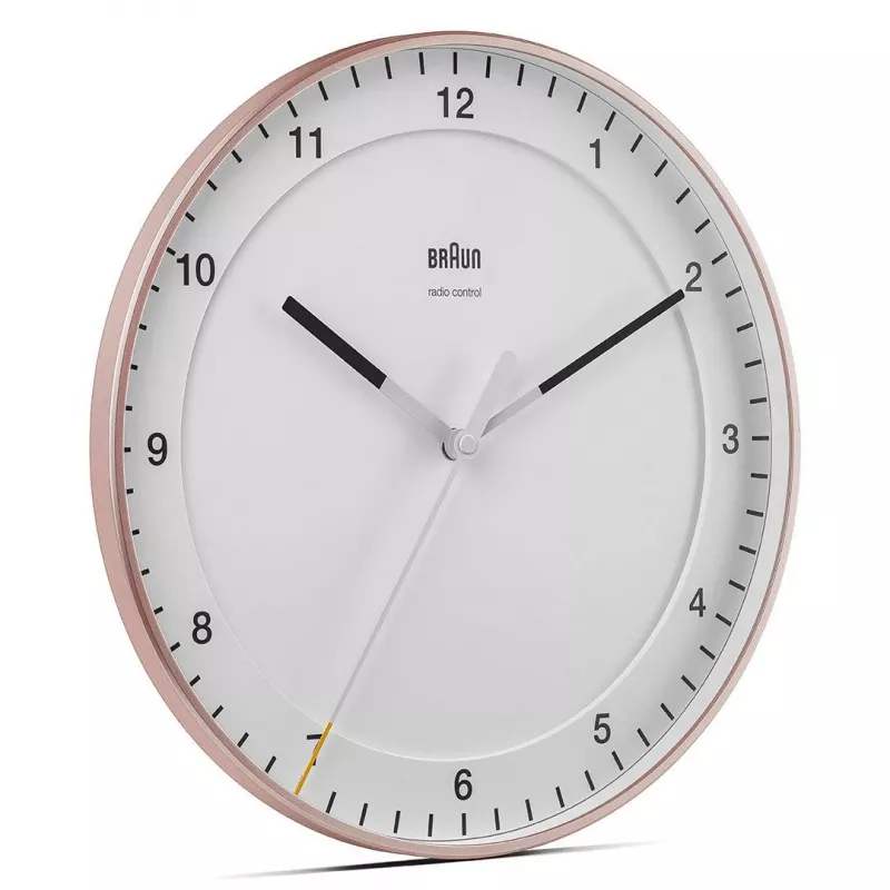Ρολόι τοίχου BRAUN BC 17 PW DCF — αναλογικό ρολόι DCF, ροζ και λευκό