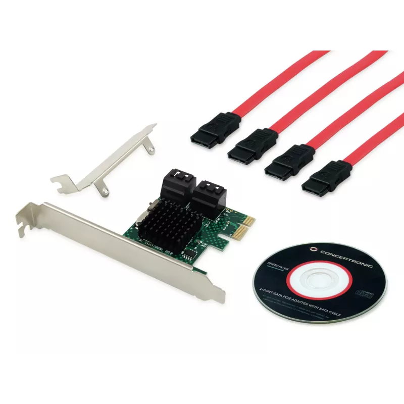 Conceptronic EMRICK Προσαρμογέας SATA PCIe 4 Θυρών με Καλώδιο SATA