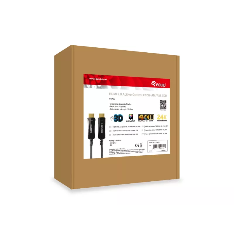 Καλώδιο HDMI Equip HDMI 2.0 Ενεργό Οπτικό Καλώδιο Α/Α 30 m