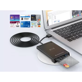 Conceptronic BIAN11B Αναγνώστης Καρτών Smart-ID Διπλής Διεπαφής, USB 2.0, Near Field Communication (NFC), 1 m, Μαύρο, 100 g