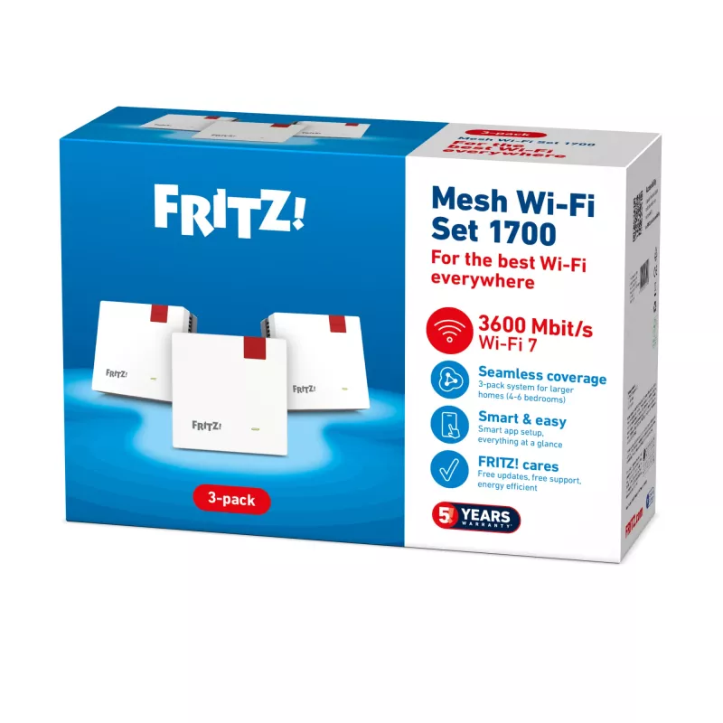 Ασύρματο Mesh Σετ FRITZ 1700 3-Συσκευασία, Λευκό, εσωτερικές κεραίες