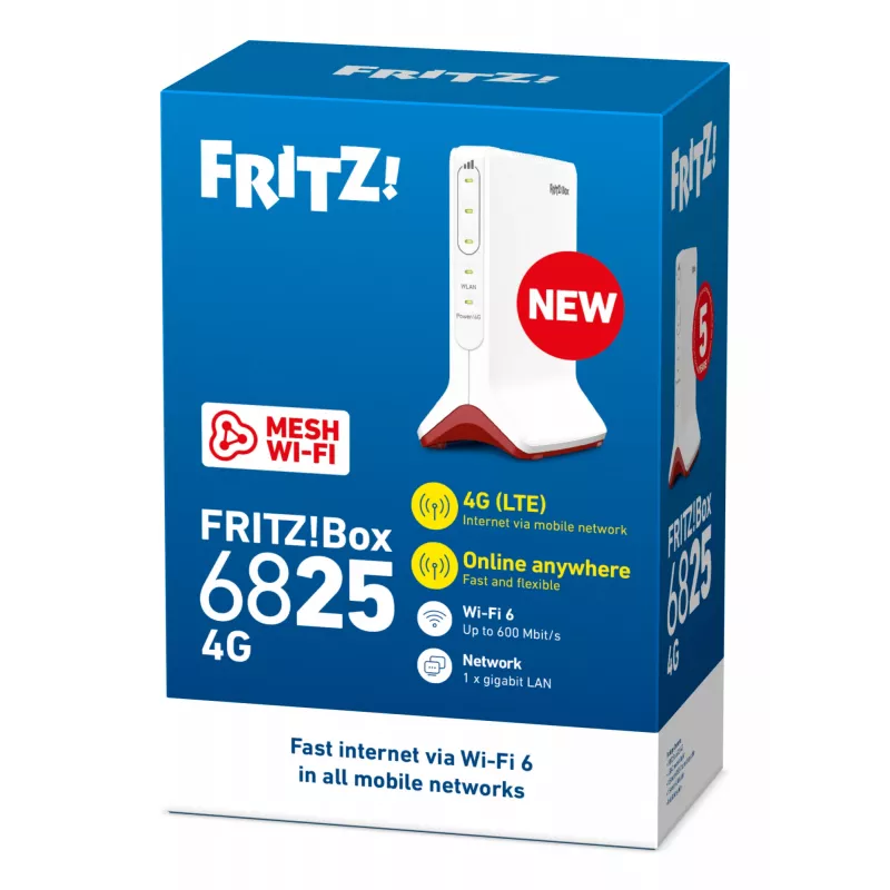 FRITZ!Box 6825 4G International WLAN-Router Gigabit-Ethernet Single-Band (2,4 GHz) Λευκό