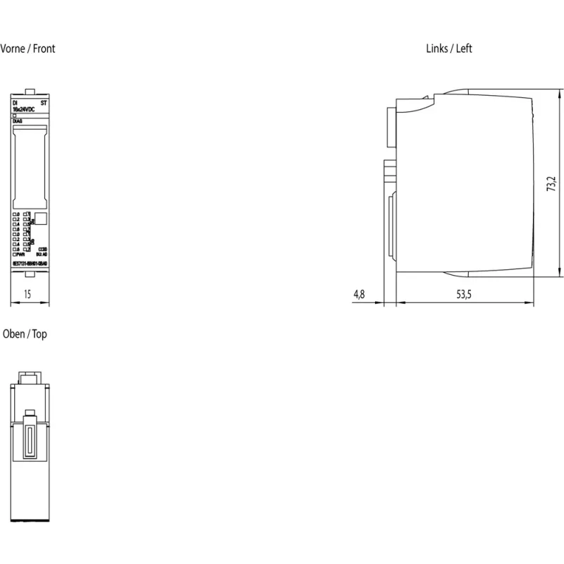 Siemens SIMATIC ET 200SP μονάδα ψηφιακών εισόδων, 16 DI, 6ES7131-6BH01-0BA0