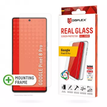 Displex μεμβράνη προστασίας οθόνης + θήκη για Google Pixel 8 Pro, οικολογικό πλαίσιο τοποθέτησης, αντιχαρακτική