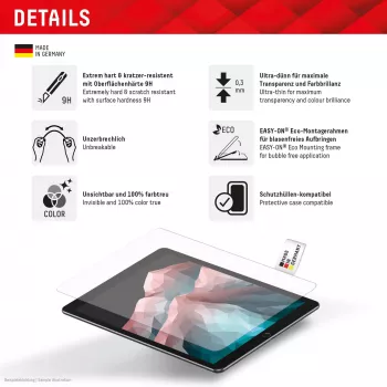 Displex Tablet Glass (9H) για Samsung Galaxy Tab S10+, οικολογικό πλαίσιο τοποθέτησης, άθραυστο