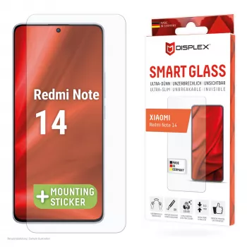 Displex Smart Glass (9H) για Xiaomi Redmi Note 14, αυτοκόλλητο τοποθέτησης, άθραυστο