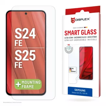 Displex Smart Glass (9H) για Samsung Galaxy S25 FE/S24 FE, αυτοκόλλητο τοποθέτησης, άθραυστο