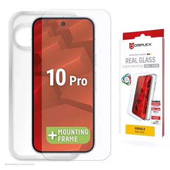 Displex γυαλί προστασίας οθόνης + θήκη για Google Pixel 10 Pro, οικολογικό πλαίσιο τοποθέτησης, αντιχαρακτικό