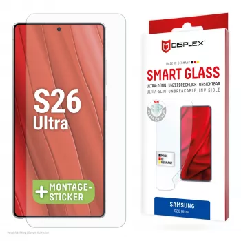 Displex Smart Glass (9H) για Samsung S26 Ultra, άθραυστο, Samsung, Galaxy S26 Ultra, τοποθέτηση χωρίς υγρό, ανθεκτικό σε θραύση, απωθητικό ρύπων, ανθεκτικό στις γρατσουνιές, διαφανές, 1 τεμ.