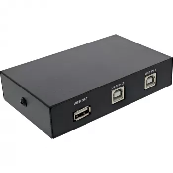 InLine Διακόπτης USB 2.0 χειροκίνητος, συσκευή USB-A σε 2 υπολογιστές
