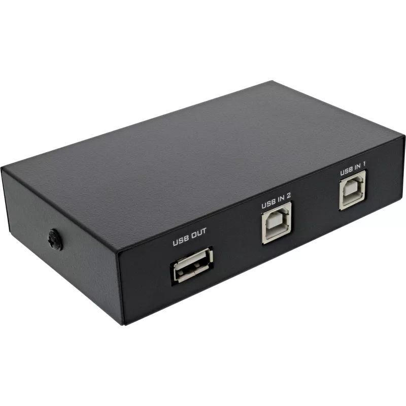 InLine Διακόπτης USB 2.0 χειροκίνητος, συσκευή USB-A σε 2 υπολογιστές