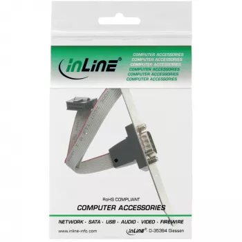 Serial Slotblech InLine 9-πολικό βύσμα αρσενικό σε 10-πολικό εσωτερικό υποδοχή θηλυκή 1:1 καλώδιο, 0,6 m, γκρι