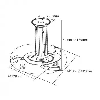 Βάση στήριξης προβολέα InLine 23134A Ύψος 130/200 mm μέγ. 10 kg