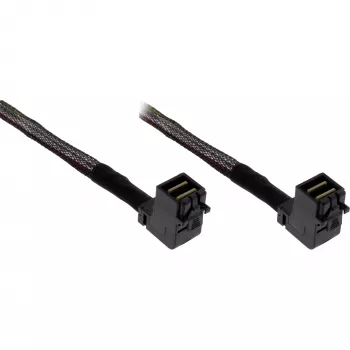 Καλώδιο Mini-SAS-HD InLine SFF-8643 σε SFF-8643, αμφίπλευρα υπό γωνία, Sideband, 1 m