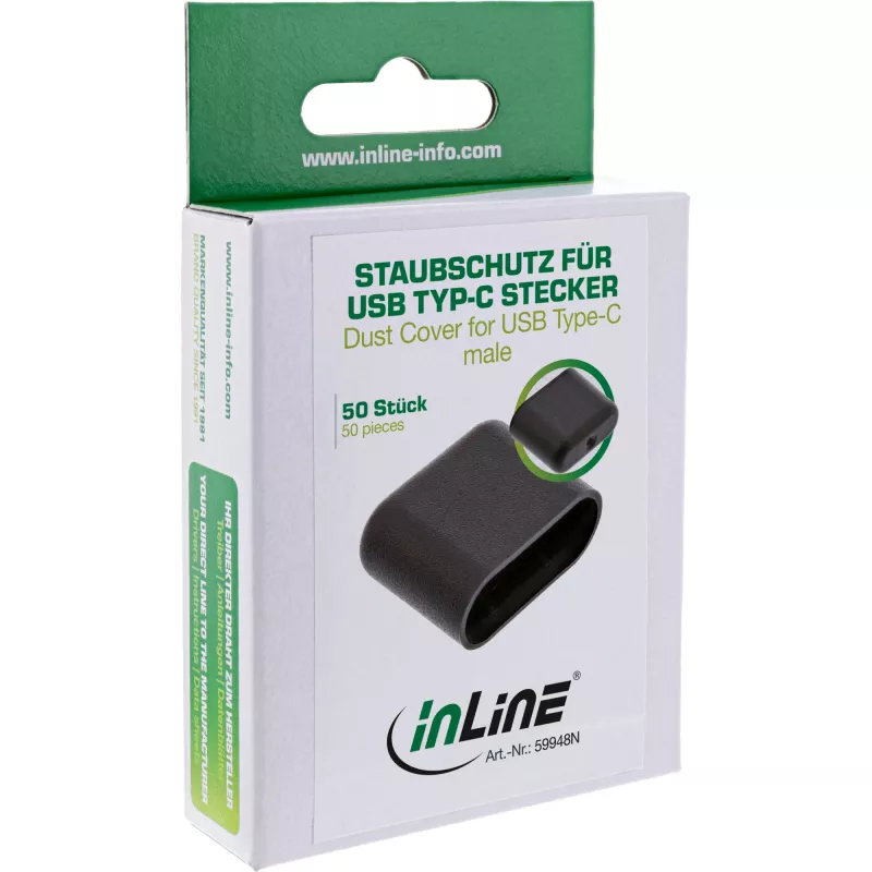 Καπάκι προστασίας από σκόνη για βύσμα USB-C InLine 59948N μαύρο 50 τεμ.