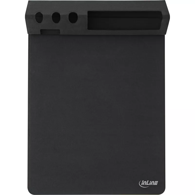 Mousepad InLine 55261 — πολυλειτουργικό λαστιχένιο υπόστρωμα με θήκη smartphone και στυλό, 250×? mm, μαύρο