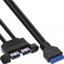 InLine 33390K εσωτερικό καλώδιο USB 3.2 Gen 1, motherboard σε 2x υποδοχή USB-A, 0,45m
