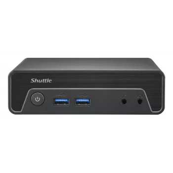 Shuttle Nano PC NE1010XA, Intel N 100, 8 GB DDR4, 250 GB M.2, 1x HDMI, 1x DP, 6x USB, 1x LAN, χωρίς ανεμιστήρα, λειτουργία 24/7, με VESA