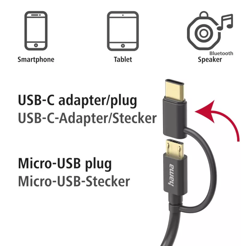 Hama 00201533 Καλώδιο USB USB 2.0 1 m USB A Micro-USB B μαύρο