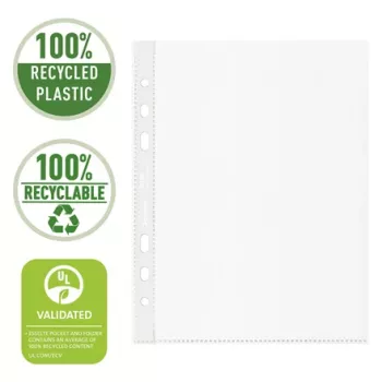Esselte Recycle Pocket A5, 150 x 210 mm (A5), διαφανές, πολυπροπυλένιο (PP), οριζόντια/κάθετη διάταξη, επάνω, 0,07 mm