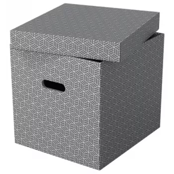 Esselte κουτί αποθήκευσης Home Storage Box Cube, συσκευασία 3 τεμ., χαρτόνι, γκρι, 320 mm, 315 mm, 365 mm, 850 g