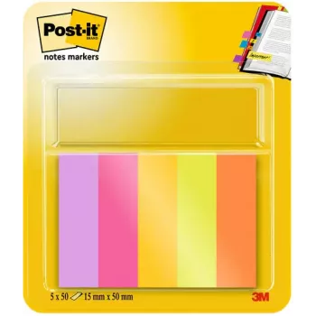 Post-it® Μαρκαδόροι σημειώσεων, Ορθογώνιοι, Πράσινο/Πορτοκαλί/Ροζ/Μωβ/Κίτρινο, 50 φύλλα, αυτοκόλλητοι