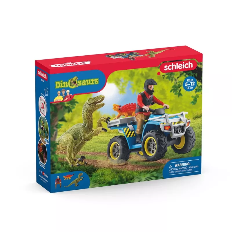 σετ παιχνιδιού Schleich Dinosaurs Quad διαφυγή από τον Velociraptor