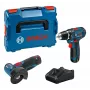 Bosch GSR 12V-15 + GWS 12V-76 + 2 μπαταρίες 2 Ah + GAL 12V-40 (L) Professional Σετ επαναφορτιζόμενων εργαλείων