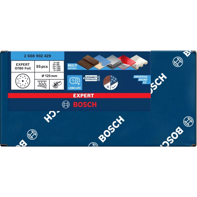 Σετ δίσκων λείανσης Bosch EXP O780 150 mm, 55 τεμ.