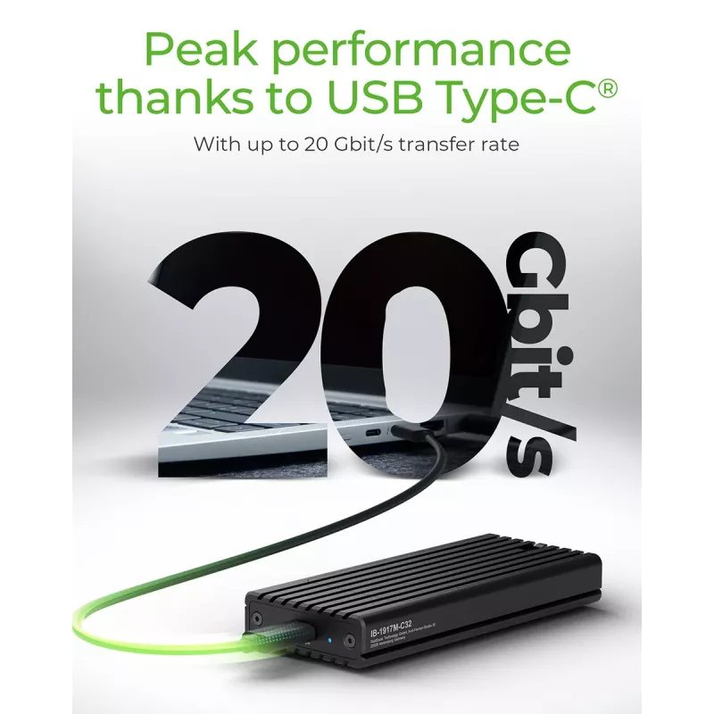 ICY BOX IB-1917M-C32 θήκη SSD μαύρο M.2 τροφοδοτούμενη από USB
