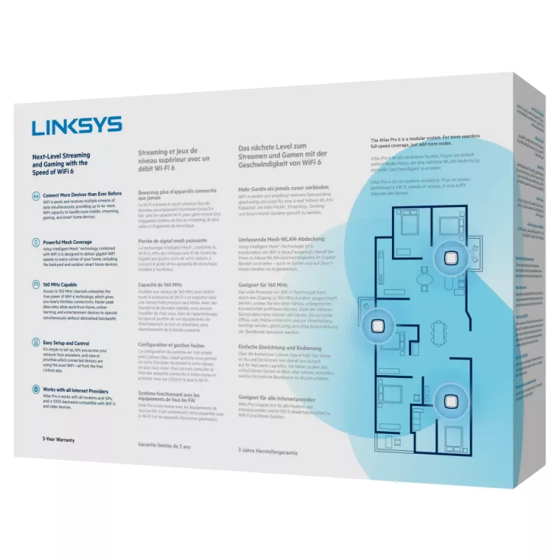 Linksys AX5400 Whole Home Mesh WiFi 6 Dual-Band System, συσκευασία 2 τεμ.