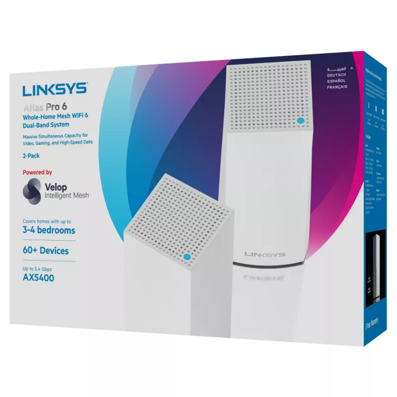 Linksys AX5400 Whole Home Mesh WiFi 6 Dual-Band System, συσκευασία 2 τεμ.