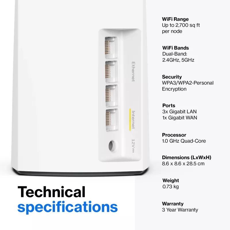 Linksys AX5400 Whole Home Mesh WiFi 6 Dual-Band System, συσκευασία 2 τεμ.