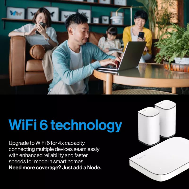 Linksys Velop Micro 6 Mesh System – Dual-Band WiFi 6 AX3000 (συσκευασία 3 τεμ.)