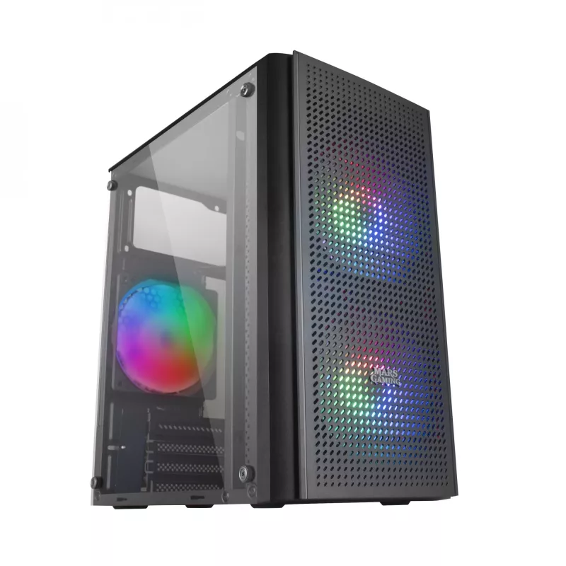 Mars Gaming MC300 Micro ATX Tempered Glass θήκη PC 3xFRGB ανεμιστήρες μαύρο