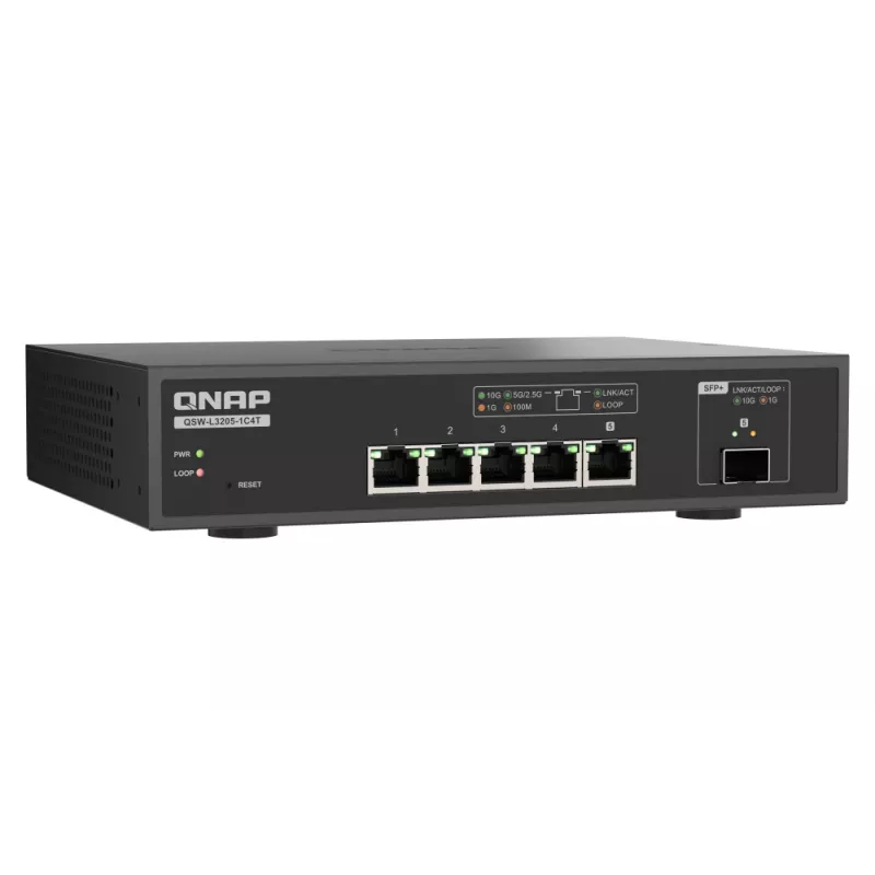 QNAP QSW-L3205-1C4T 4 Managed 10G Ethernet (100/1000/10000) Desktop μαύρο